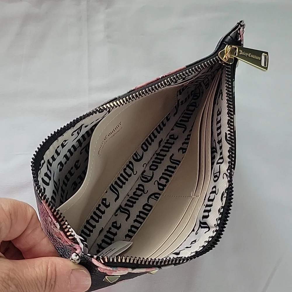 Juicy Couture Black and Pink Floral Clutch